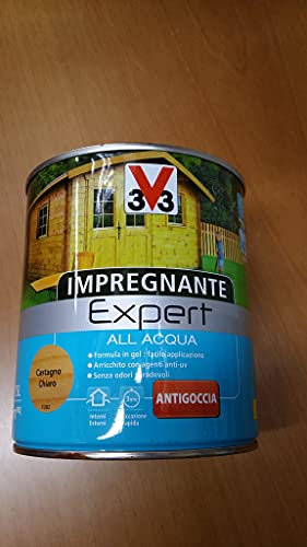 V33 EXPERT IMPREGNANTE PER LEGNO ALL'ACQUA - CASTAGNO CHIARO E SCURO - 750 ML e 2,5 LT (750 ml, Castagno chiaro)