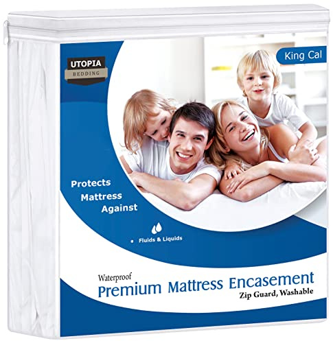 Utopia Bedding Premium wasserdichter Bettwanzen-Matratzenbezug, California King mit Reißverschluss, 35,6 cm tief, milbendicht, 6-seitige Matratzenumhüllung für Bett