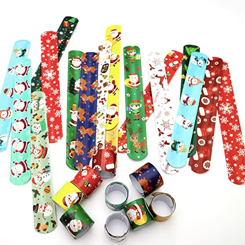 POPOYU 30 Pezzi Braccialetti Schiaffo di Natale per Bambini, Decorazioni Festive