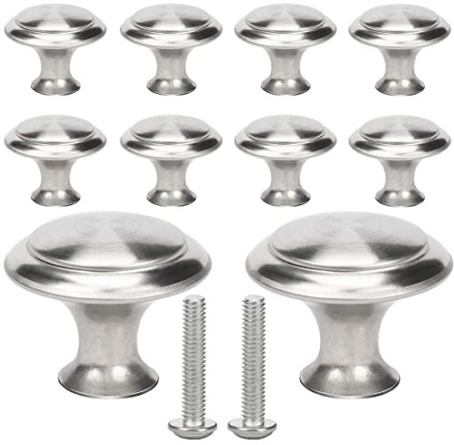 Noosverl 10 Stück Möbelknöpfe Edelstahl,Möbelgriffe Schrankknöpfe kommodenknöpfe Runde Stil Silber,Schubladenknöpfe für Schlafzimmer