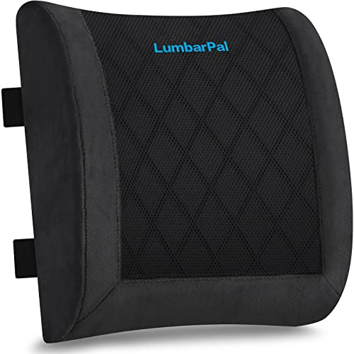 LumbarPal Lendenwirbelstützkissen für Bürostuhl Rückenstütze Lendenkissen für Auto, Gaming, Bürostuhl, verstellbare Träger, flauschiges Schwarz