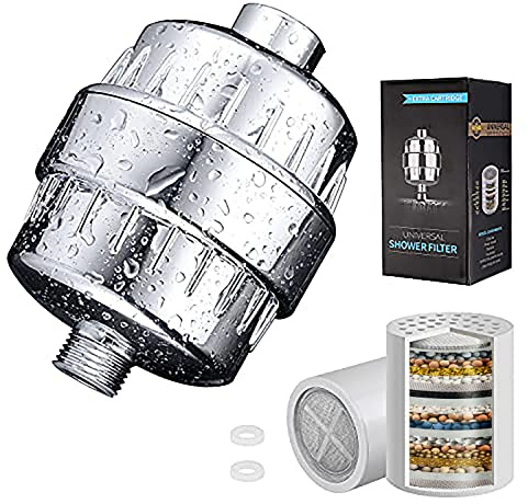 20 Stufen Duschkopf Wasserfilter Duschfilter Kalk mit Vitamin C Shower filter for hard water, Hochleistungs Universal kalkfilter dusche zur Entfernung von Chlorfluorid,Schwermetallen, Dogfish