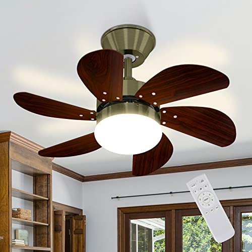 Homefire Deckenventilator Mit Beleuchtung und Fernbedienung Leise - Deckenlampe Ø75 cm 6 Flügeln Ventilator mit Einzelleuchte Deckenleuchte Fan Sommer-/Winter für Schlafzimmer Ohne Lichtquelle