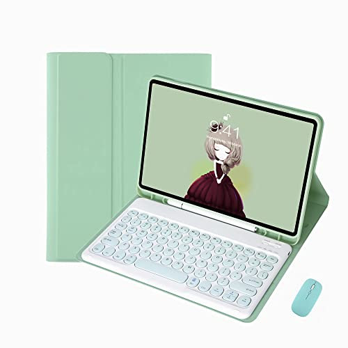 CLALOC Tastiera Custodia per Samsung Galaxy Tab A8 10,5 Pollici 2022 con Mouse, Tastiera Bluetooth Staccabile Tastiera Wireless Inglese + Italiano Tablet Cover con Portamatite,Verde