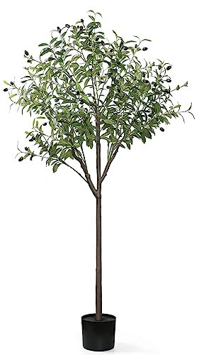LOMOHOO Artificial Olive Tree 5Ftt/150cm, Large Artificial Plants Indoor Faux Olive Tree Fake Plants in Pot for Home Living Room Bedroom Balcony Corner Office Outdoor Decor