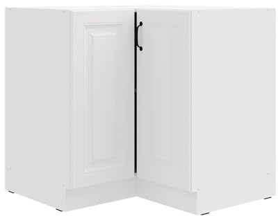 Eckunterschrank 90x90 cm Stilo Weiß Küchenzeile Küchenblock Küche Landhaus