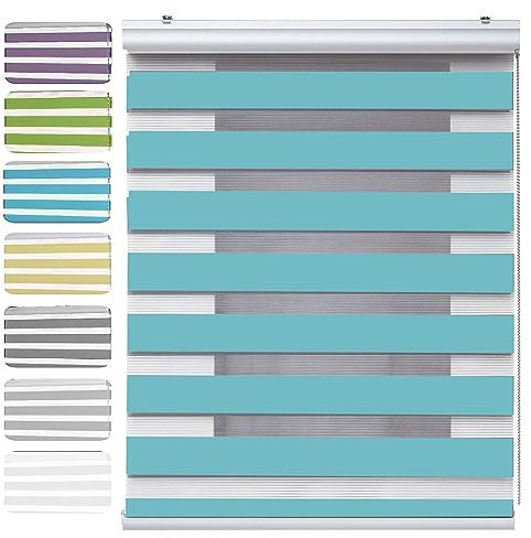 Tür Fenster Rollo 90 x 280 cm Sichtschutz Blendschutz Hitzeschutz Vertikaljalousie für Babyzimmer Montage-Teile inklusive für Fenster oder Tür, Badezimmer, Blau