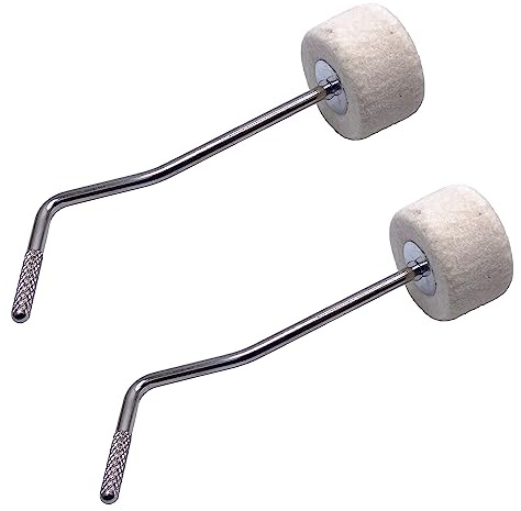 TUOREN 2 Stück Weiß Filz Kick Drum Mute Beater Mute Pad Pedal Beater für Bass Drum Silent Practice Percussion Instrument Zubehör