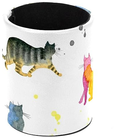 VAPOKF Stiftehalter für Schreibtisch, Stifteköcher, Stiftehalter, Make-up-Pinsel, Aufbewahrung, Schreibtisch, Schreibwaren, Organizer für Zuhause, Büro, freche farbige Katzen