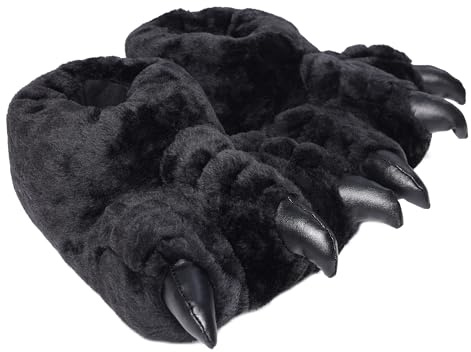 London Shoe Co Mens & Womens Funny Claw Slippers, Novelty Monster Foot Slippers, Adult Sizes 3 to 14 UK (Black, UK9/10)