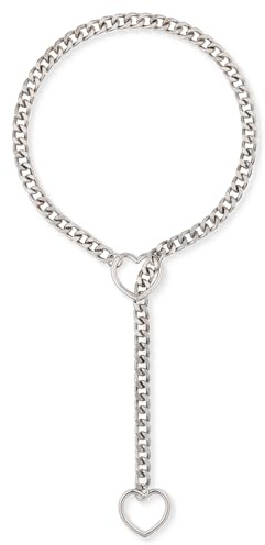 Hjärta O-ring slip kedja halsband för dam, handgjord punk gotisk kubansk halsband smycken justerbar Lariat Y-halsband