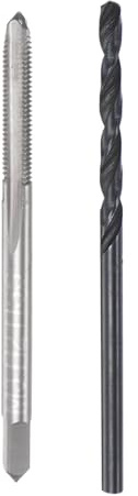 sourcing map Metrisches Gewindebohrer- und Bohrer-Set, M3 x 0,5 Gewindebohrer und 2,5 mm Schwarzoxid-Spiralbohrer, gerader Nutgewindebohrer, Gewindebohrer, Reparaturwerkzeug-Set