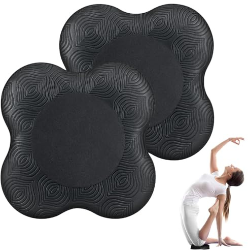 2 Stück Yoga Kniekissen, 20 x 20 cm Rutschfest Knieschoner Matte, Schwarz Yoga-Unterstützung für Knie, Hände, Handgelenke und Ellbogen