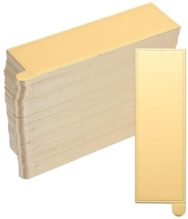 sourcing map 200pcs Mini Cake Boards, Mousse Cake Cardboards Rectangle Cake Bases Plates Cupcake Dessert Displays Base Tray for Cupcakes, Cakes Grease Proof (Gold)