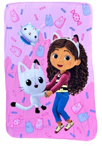 CARTOON Manta de forro polar para niños Gabby's Dollhouse 100 x 150 cm, 100% suave poliéster, 210 g/m²