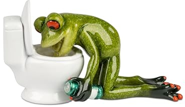 formano Deko Frosch Figur hellgrün- Frosch vor Toilette -14x8cm aus Kunststein gefertigt und handbemalt neues, witziges Design