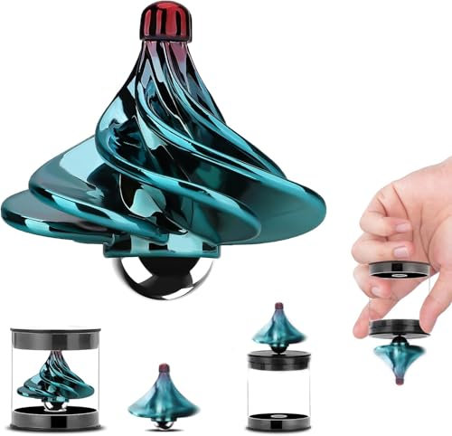 Premium Kreisel mit Aufbewahrungsbox – Mini Windkreisel für Erwachsene & Kinder, Stressabbau Physik Spielzeug – Windschlagkreisel Party/Schule/Büro (4.2x3.8cm)