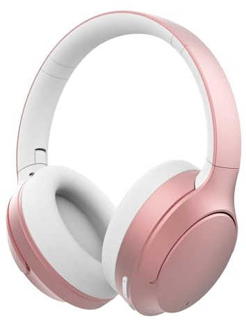 Wireless Headphones Over Ear,Active Noise Canceling Bluetooth Headphones with Microphones,40H Playtime,Foldable Lightweight Headset with Deep Bass,HiFi Stereo Sound for Travel/Office/Work/PC (Rose)