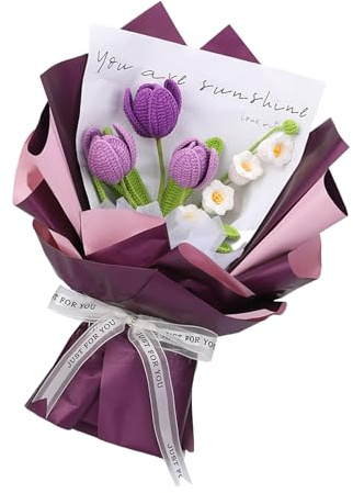 Ldabrye Juego de ramo de ganchillo para principiantes con instrucciones en video tutorial (idioma español no garantizado), suministros de ramo de flores de ganchillo con herramienta de tejer rosa para
