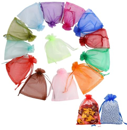 50 Stück Organzabeutel Bunt 15 x 20 cm, Mehrzweck-Netztasche aus Organza, Geschenkbeutel für Festival Party Hochzeit und die tägliche Platzierung von Schmuck Kosmetik Süßigkeiten (Farbmischung)