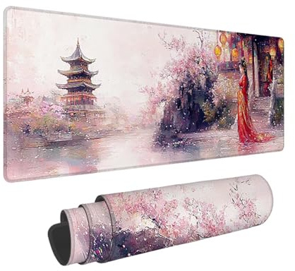 Tapis de Souris de Jeu, 1400 x 600 mm XXL Tapis Souris Gaming Grand, Antidérapant Étanche, Extended Long Clavier Mouse Pad, Accessoire Bureau, pour Gamer, Ordinateur, PC, Cadeaux (Geisha Femme) X-860