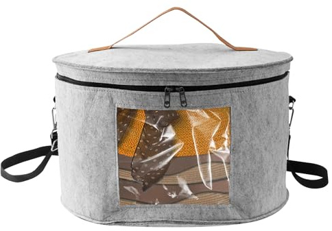 GWCYMYD Faltbare Hutschachtel Rund mit Deckel 43x26cm Hut Aufbewahrungsbox mit Reißverschluss Sichtfenster Ledergriff Reise Hutbox für Schals Handschuhe Unterwäsche Socken