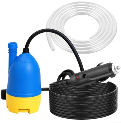 Pompe à eau submersible 12 V, pompe à eau portable auto-amorçante pour camping-car avec filtre à débris pour douches extérieures, lavage de véhicule, étangs de jardin et piscines