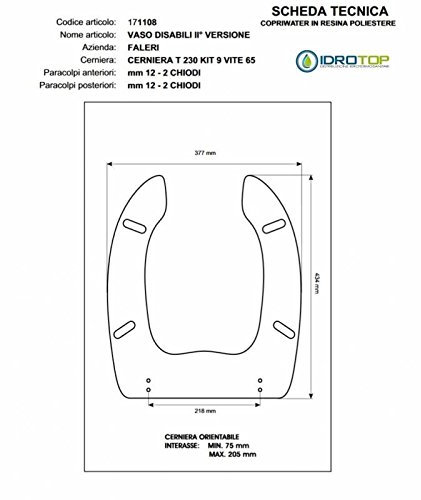 Copriwater DISABILI 2 VERS. Bianco Cerniera Cromo-Falerii