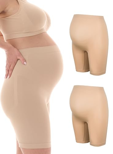 Herzmutter Mutande per la Gravidanza Sostegno - Mutandine Premaman - Senza Cucitura - Slip Supporto - Biancheria Intima per Futura Mamma Comoda - 5520 (L-XL, Beige, 2X)