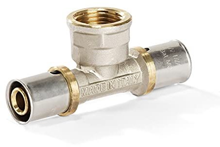 H2O-Flex 26er Pressfitting T-Stück, 3/4 Innengewinde, Aluverbundrohr 3,0mm | für Mehrschichtverbundrohr 3,0mm, DVGW zertifiziert, Pressprofil: TH, U und H
