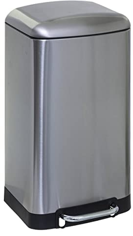 5Five - Poubelle de Cuisine Ariane 30L en Métal Inox - Seau Amovible et Poignée Arrière - Fermeture Silencieuse