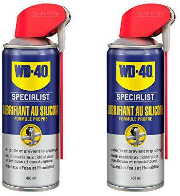 WD-40 Specialist • Lubrifiant Au Silicone • Spray Double Position • Formule Propre • Isolation contre l'humidité • Comptatible tous métaux, plastiques, caoutchoucs et bois • 400Ml • lot de 2