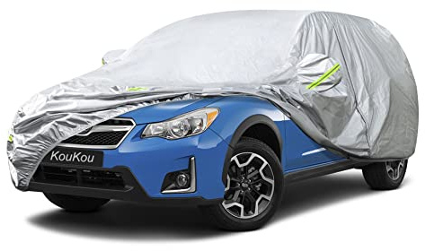 KouKou Oxford SUV Car Cover Waterproof All Weather for Automobiles with Zipper Door, Full Exterior Cover for Mazda CX-5, Subaru Forester, Crosstrek, Jeep Cherokee, Compass, etc.(up to 181 inch)