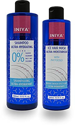 Shampooing & Soin Hydratant Sans Sulfate ni Silicone | Iniya Duo Kit Hydratation | Shampooing et Masque Lissage Brésilien - Tanin (400ml + 300ml)