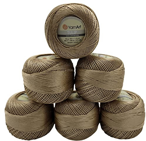 YarnArt Tulip 6 x 50 gr. Paket Seide Garn Mikrofaser, Satin Garn glänzend (gold 428)
