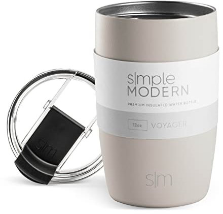 Simple Modern Travel Coffee Mug Tumbler with Flip Lid | Insulated Stainless Steel Iced Coffee Cup | Gifts for Women & Men | Voyager Collection | 350ml | Almond Birch