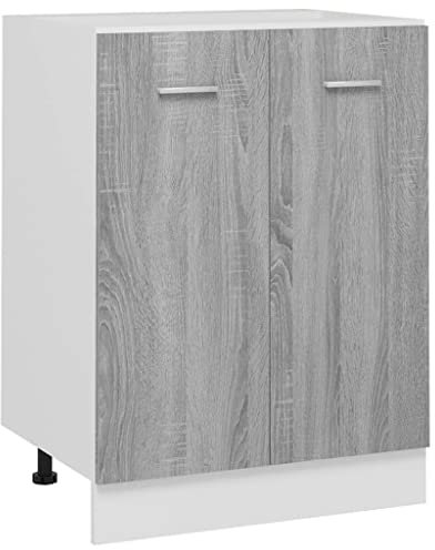 vidaXL Armario Inferior de Cocina Muebles Estantería Almacenamiento Guardar Cuencos Platos Ollas Electrodomésticos Contrachapado Gris 60x46x81,5 cm