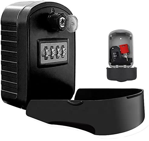 Schlüsselbox for Hausschlüssel Schlüsselbox mit Code und Schlüssel 4-stellige Kombinationsschlossbox for Outdoor Home Garage School Offic,Silber schlüsselkasten mit zahlencode ( Color : Black )