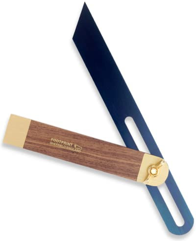 Footprint Tools 7.5/190mm Sliding Bevel - Anti-Rust Chemically Blued Hardened Steel Blade. Walnut Stock for Durability. Brass fittings for longevity. Check Angles/mark joints in Woodwork Carpentry.