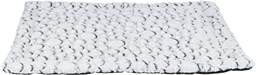 TRIXIE besonders weiches Hundebett mit rutschfestem Boden LIEGEMATTE Mila, PLÜSCH, 80 × 60 cm, WEIß-GRAU waschmaschinengeeignet - 38988