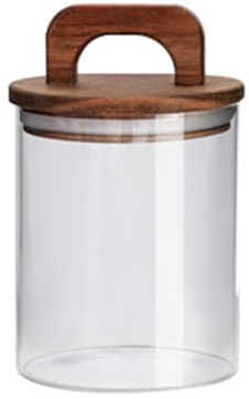 Soulnioi Glasdose mit Massivholzdeckel mit Tragegriff für Blumen, Tee, Süßigkeiten, Kaffeebohnen, Organizer, luftdichter Behälter, Blütenblatt, dekorativer Behälter, 800 ml