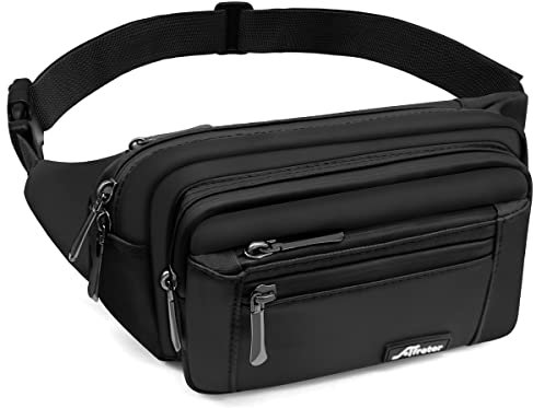 REETEE Bauchtasche Gürteltasche für Damen und Herren Wasserdicht Hüfttasche mit 5 Taschen, Brustbeutel Sport Tasche für Outdoor Reise Wandern Hundetraining (A-Schwarz)