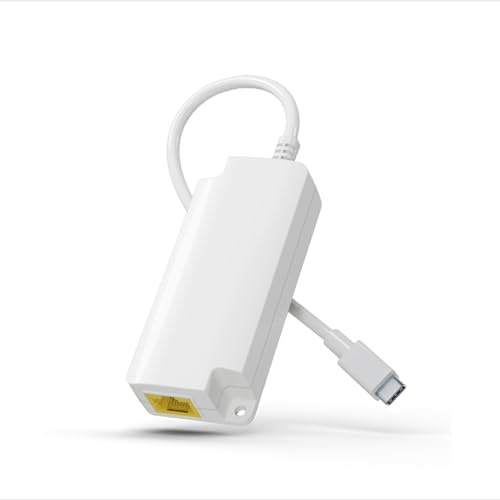 Gigabit PoE auf USB C Konverter für Smartphone/Tablet, USB-C auf Ethernet Adapter mit 12,5 W Ladung, Strom und Daten, 2-in-1 RJ45-Port auf Typ-C-Adapter, 10/100/1000 Mbps High Speed Plug & Play,