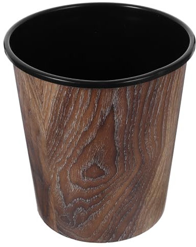 Kichvoe Poubelle en Plastique Imitation Bois Marron 7l, Compacte et Pratique pour Bureau, la Cuisine ou Salle de Bain, Design Rétro Élégant et Facile à Nettoyer
