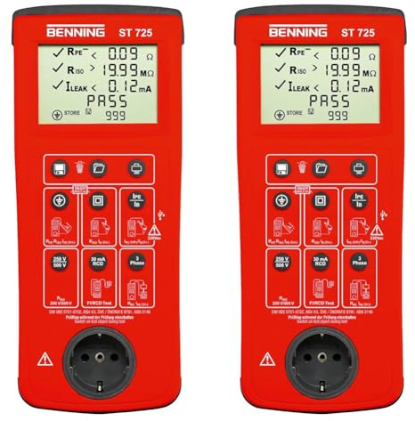 Benning 050316 ST 725 Gerätetester, Rot (Packung mit 2)