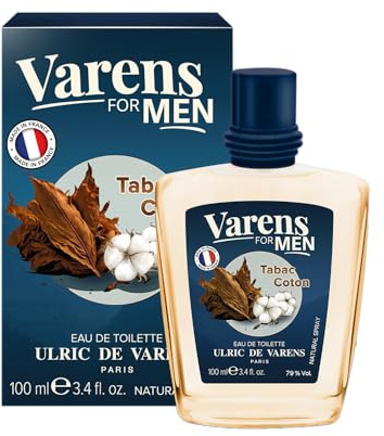 ULRIC DE VARENS Eau de Toilette Varens For Men - tobak bomull - tobak amber - parfym för herr - spray - tillverkad i Frankrike - 100 ml