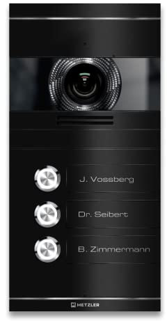 Metzler VDM10 2.0 Videocitofono LAN POE – 3 Campanello casa familiare in RAL9005 nero profondo con apriporta, fotocamera HD, app per smartphone