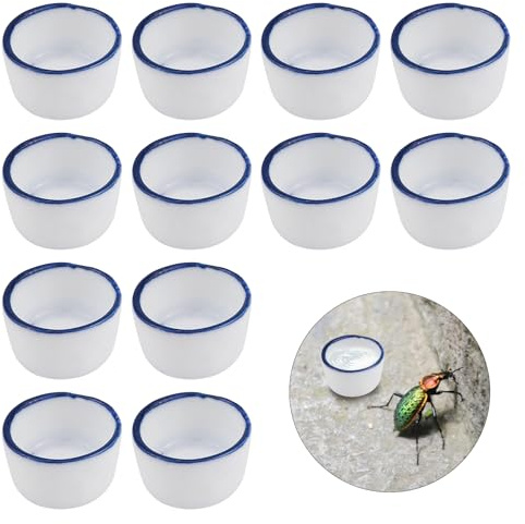 ZJIVQO 12pcs Reptile Food Bowl, Ceramic Water Feeder Bowl, Round Reptile Food Dish, Pet Food Bowl for Bearded Dragon Lizard Hermit Crab Gecko Tortoise Spider Pet