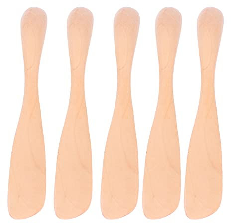 Käsestreuer, 5 Stück, Buttermesser aus Holz, Käsebuttermesser aus Holz, Streuer, Geleestreuer, Messer, Marmeladenspatel, Sandwichstreuer, Sahnestreicher, Minispatel für die Küche (Originale Holzfarbe)