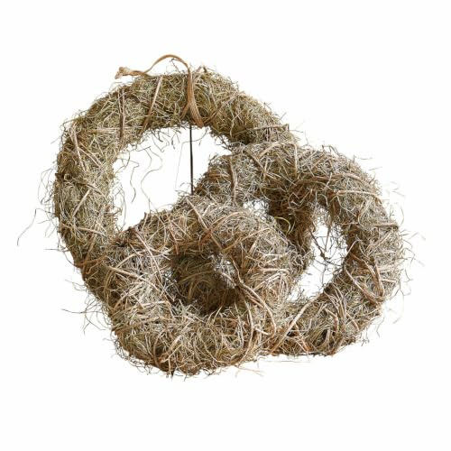 Loberon Zahar Lot de Trois couronnes décoratives - Confectionnées à la Main à partir d’Herbe et de Branches de noisetier - Trois Tailles : 50 cm, 40 cm, 30 cm, Marron